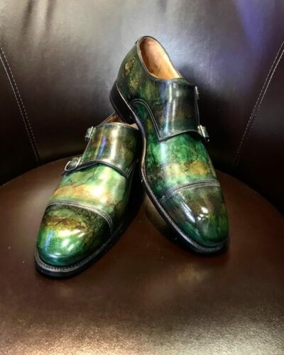 decorated green shoes