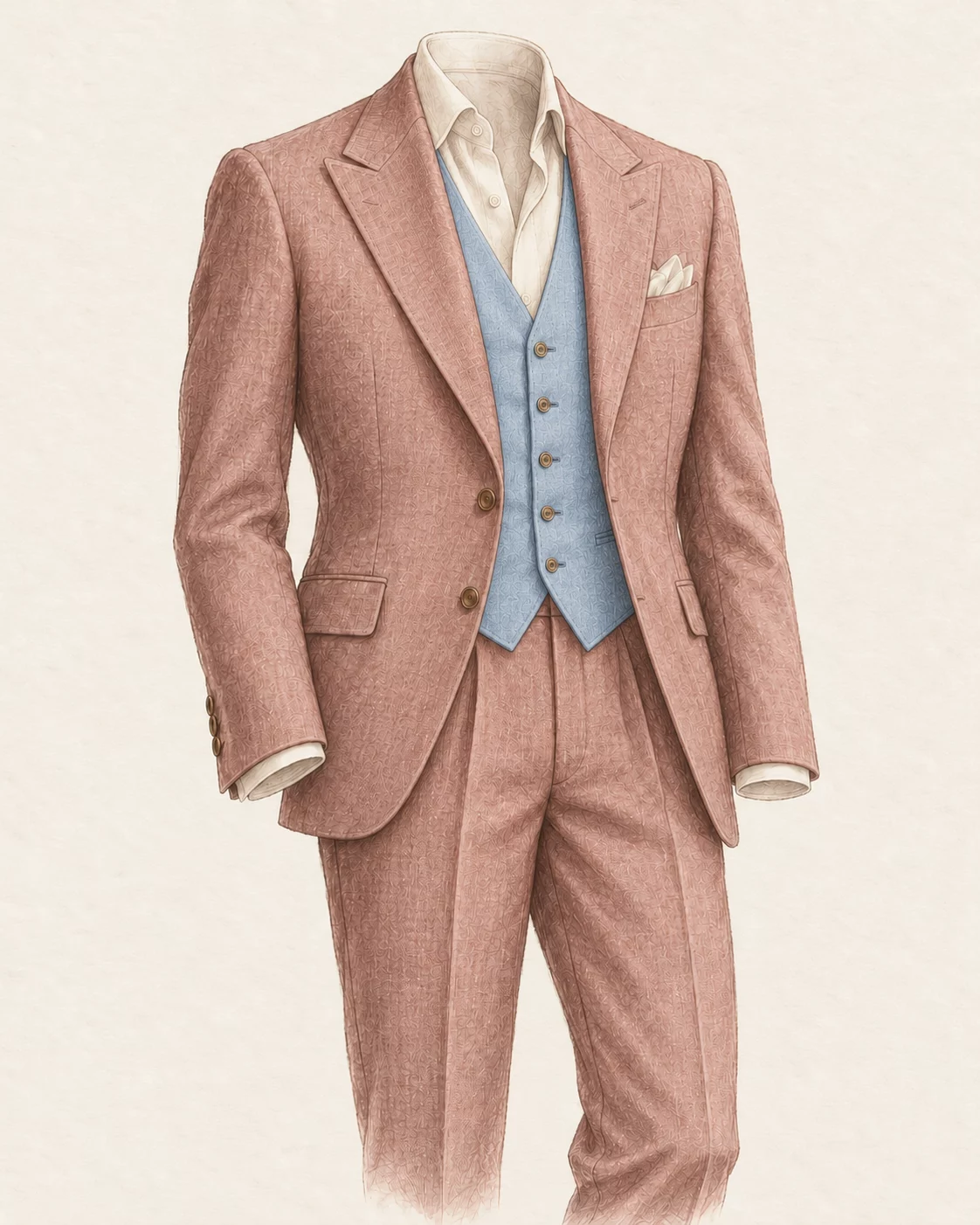 costume-rose-gilet-bleu